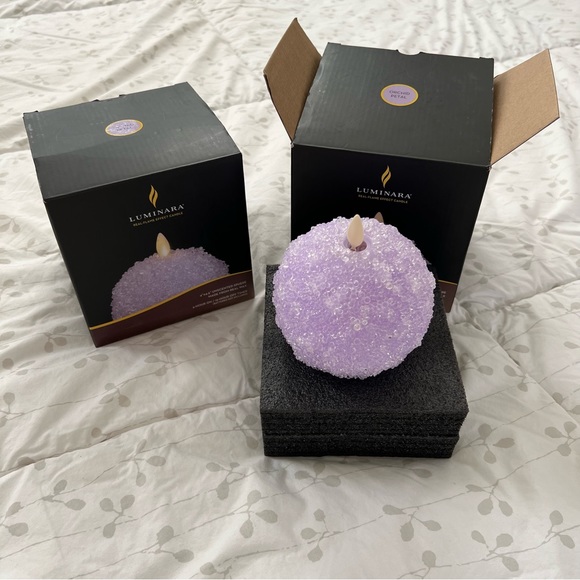 LUMINARA Lilac sparkly sphere real flame effect battery powered candle unscented - Picture 4 of 7